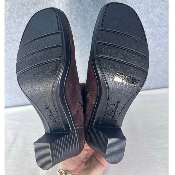 Clark’s Bendables Women’s sz 9 Brown Suede Faux Shearling Cuff 2 Way Bootie - Picture 10 of 11